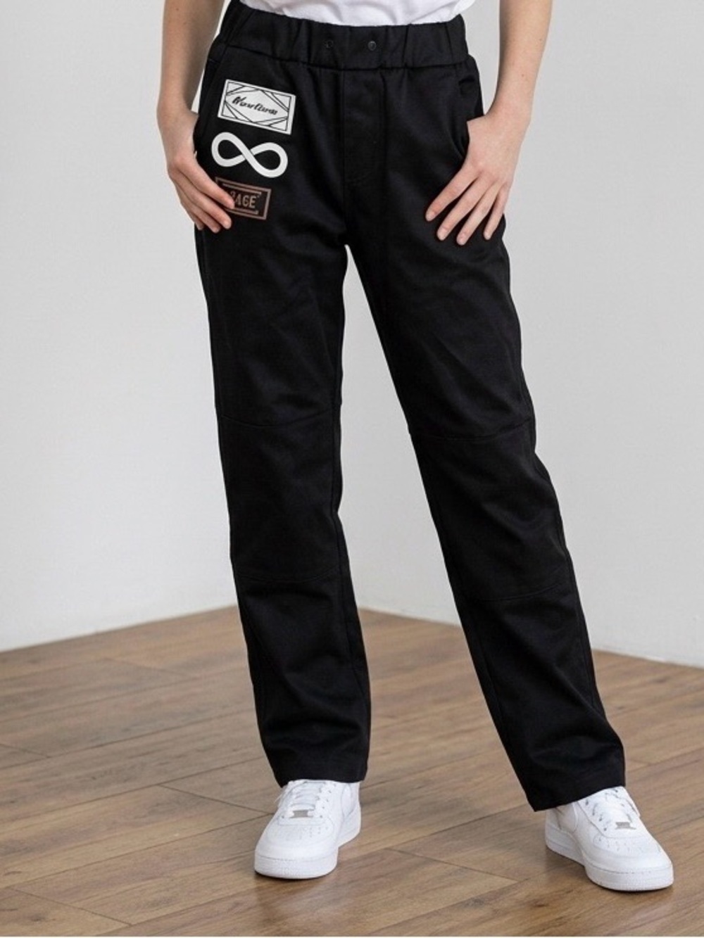 2168 - Women’s Black Patch-Accent Casual Pants